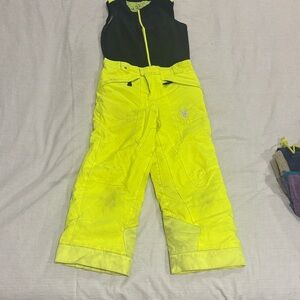 Kids Spyder neon yellow ski pants